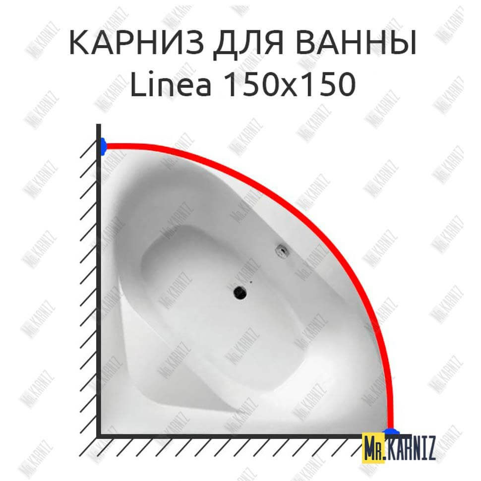 Карниз для ванны Balteco Linea 150х150 (Усиленный 25 мм) MrKARNIZ