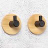 Настенные крючки для ванной и кухни для полотенец дерево черные 2 шт фото 2