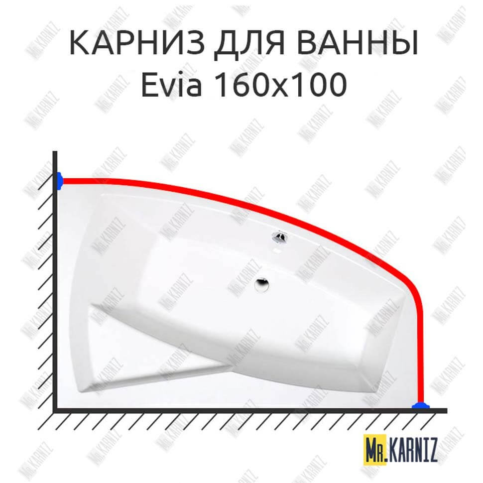 Карниз для ванны Alpen Evia 160х100 (Усиленный 25 мм) MrKARNIZ