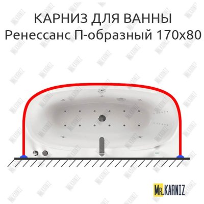 Карниз для ванны Aquatika Ренессанс П-образный 170х80 Усиленный 20 мм MrKARNIZ