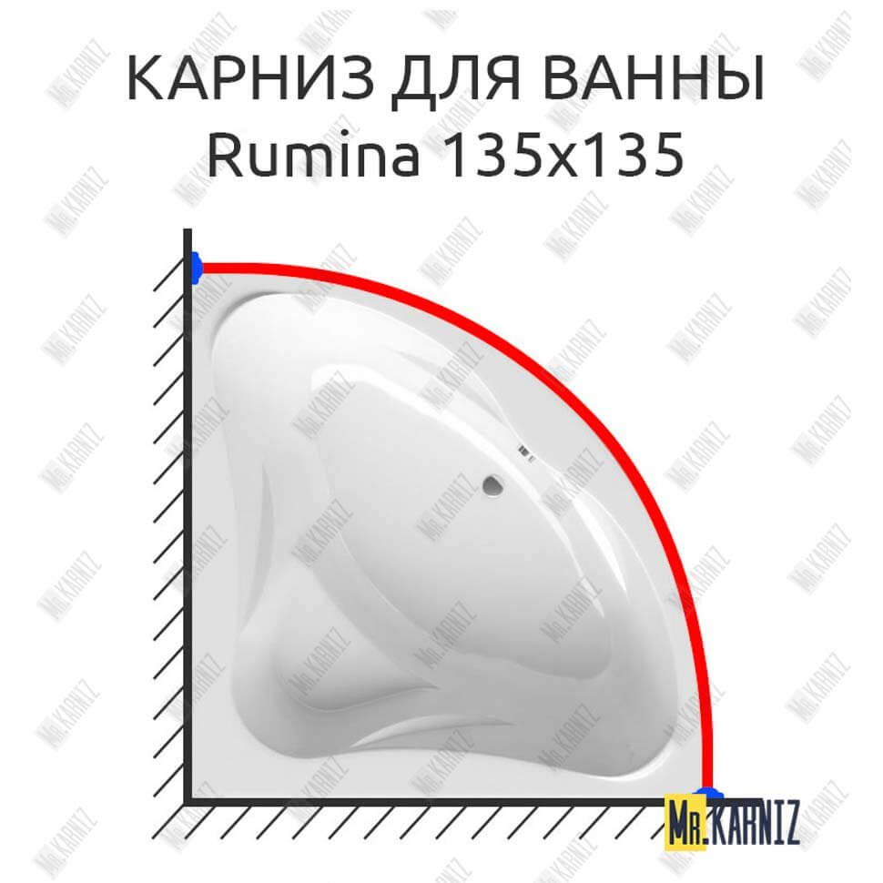 Карниз для ванны Alpen Rumina 135х135 (Усиленный 25 мм) MrKARNIZ
