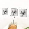 Настенные крючки для ванной и кухни для полотенец Г-образные квадрат хром 3 шт фото 3