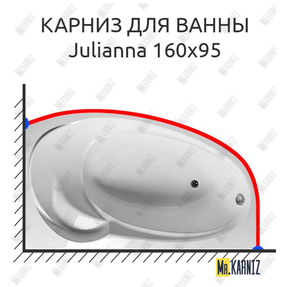 Карниз для ванны 1 MarKa Julianna 160х95 (Усиленный 25 мм) MrKARNIZ