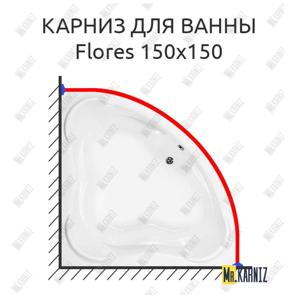 Карниз для ванны Aquanet Flores 150х150 (Усиленный 25 мм) MrKARNIZ